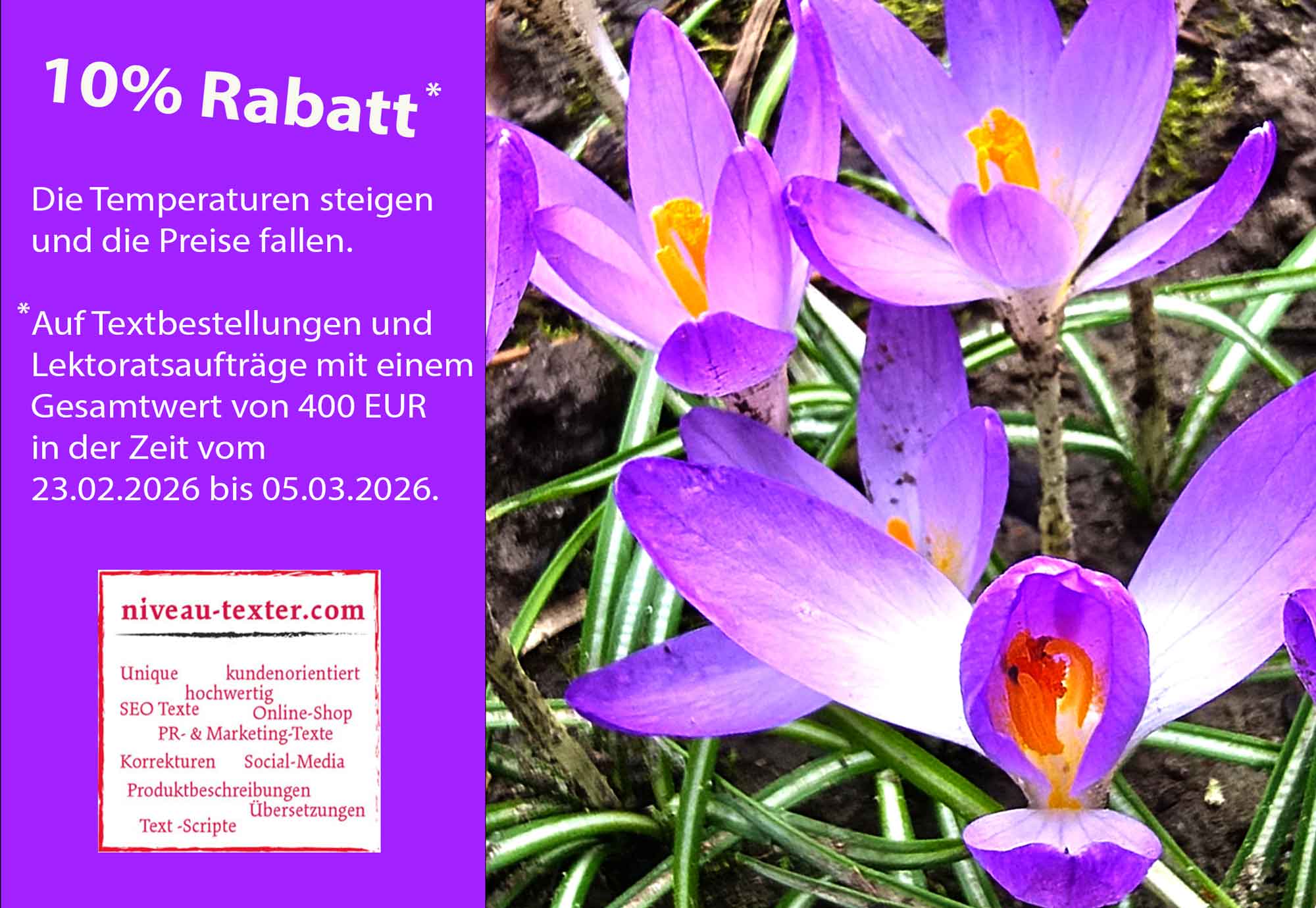 niveau-texter/ Angebot Frühling 2026